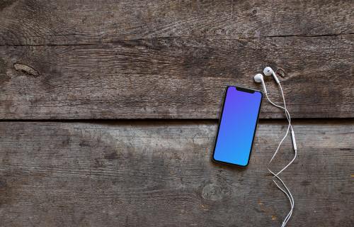 iPhone XS mockup with earphones