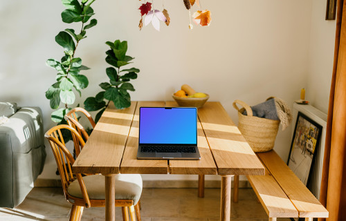 Laptop mockup on a table