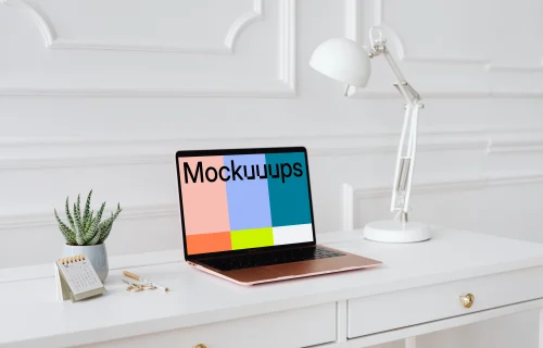 MacBook Air mockup beside a mini calendar 