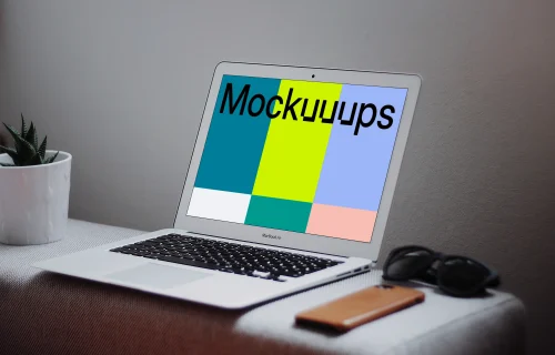 Macbook Air mockup with decent gray background