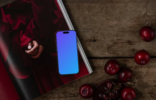 Magazine and phone mockup