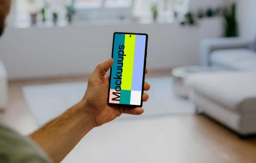 Man holding a Pixel 6 mockup