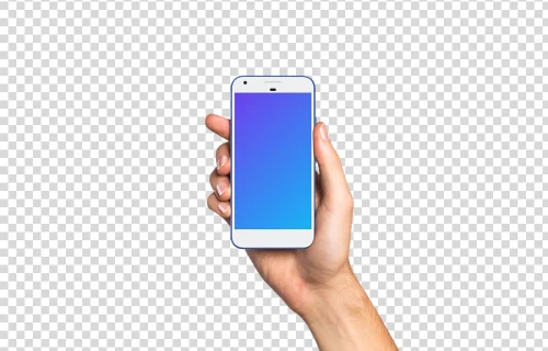 Man holding Google Pixel Really Blue mockup (White skin)