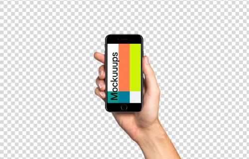 Man holding iPhone 7 Jet Black mockup (White skin)