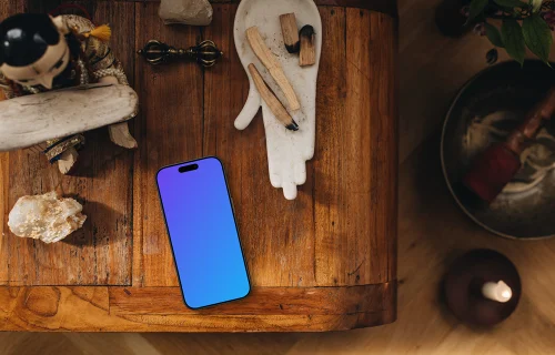 Meaningful spiritual scene including an iPhone mockup