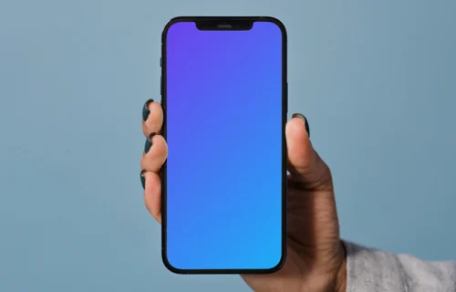 Minimal iPhone mockup held up in full view by user