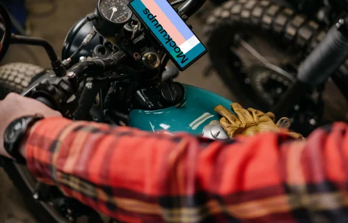 Motorcycle mechainc using a Pixel 6 mockup