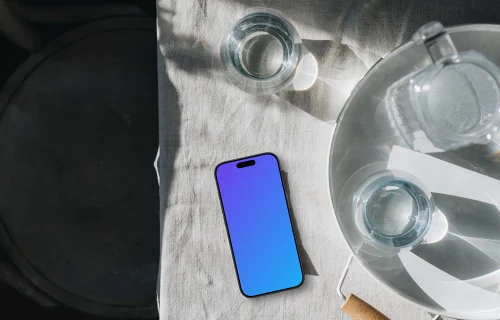 Neutral tones in breakfast themed iPhone mockup scene