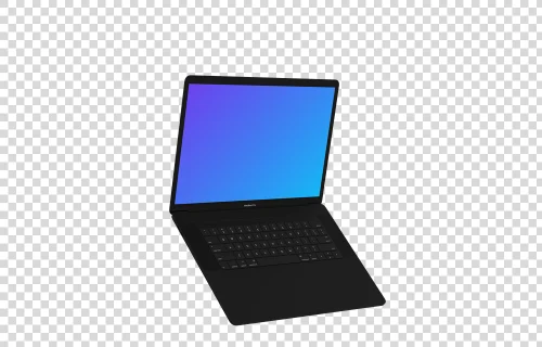 Opened Macbook Pro mockup (Clay Dark) floating to the left
