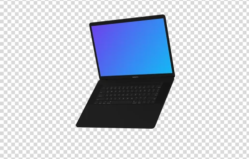 Opened Macbook Pro mockup (Clay Dark) floating to the right
