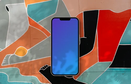 Phone mockup on shape background