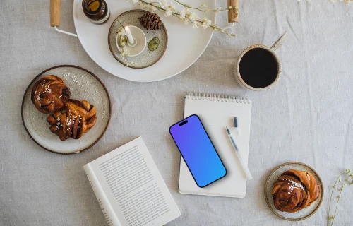 Phone mockup with a candle on the side