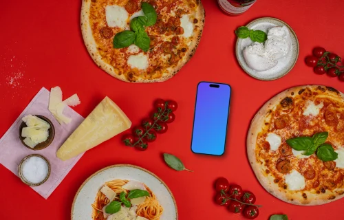 Phone mockup with a touch of Italian cuisine