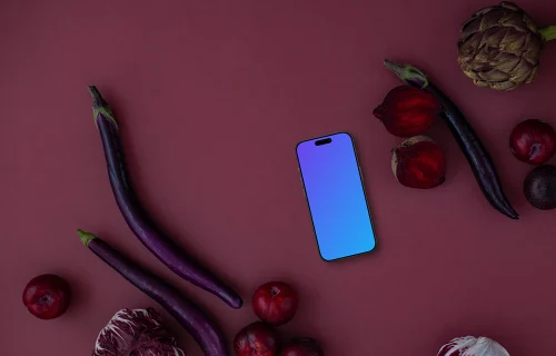 Phone mockup with Pantone’s Color of the Year, Viva Magenta background