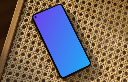 Pixel 5 mockup on a wooden stool