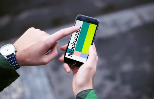 Pointing on iPhone 6 mockup screen