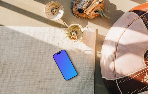 Relaxation scene including an iPhone mockup