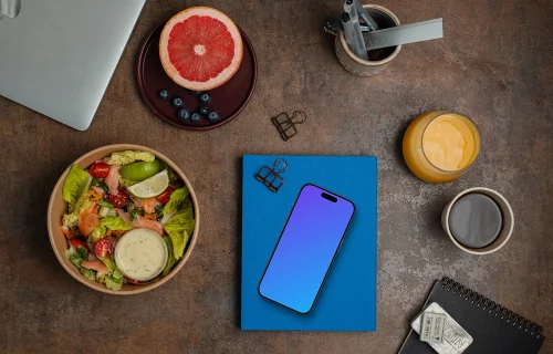 Salad delivery next to the Smartphone mockup