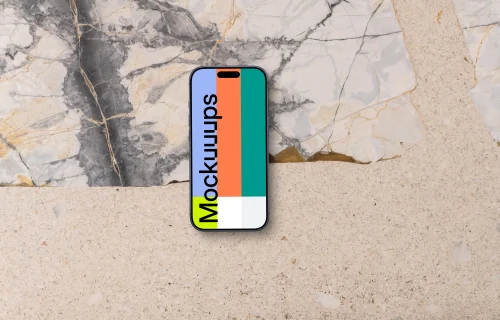 Smartphone mockup against marble background