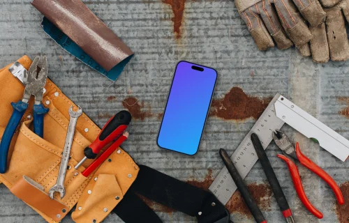 Smartphone mockup in the workshop