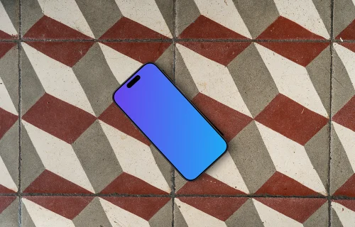 Smartphone mockup on a tiled floor
