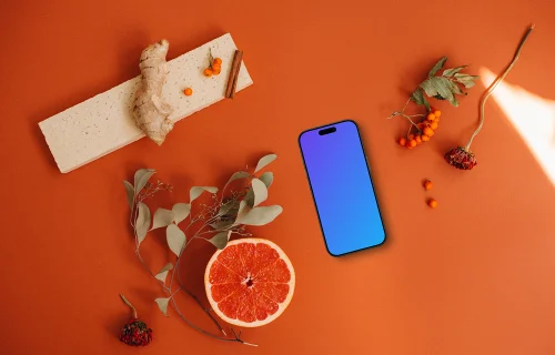 Smartphone mockup on the vivid background