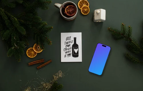 Smartphone mockup with a christmas card
