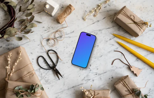 Smartphone mockup with christmas design