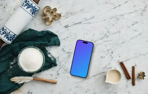 Smartphone mockup with christmas pastry