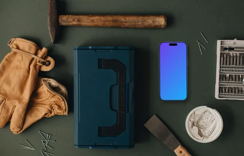 Smartphone with a whole range of equipment for the workshop