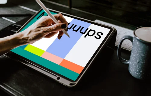 Tablet mockup on a work desk