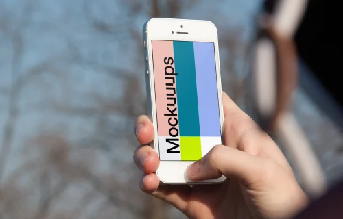 Taking a picture of park with iPhone SE mockup