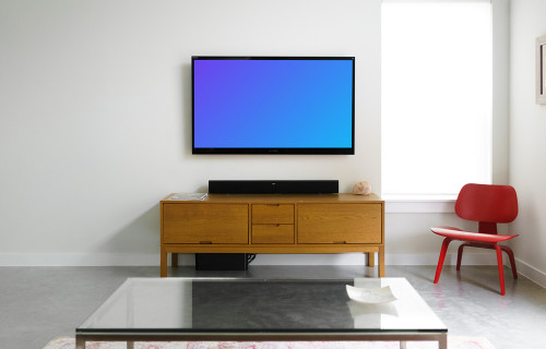 Television mockup in a simple living room