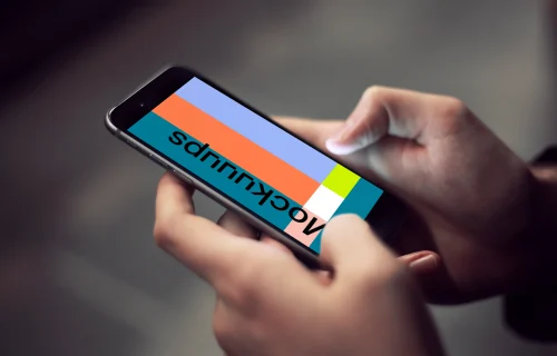 Typing on iPhone 6 mockup in the underground