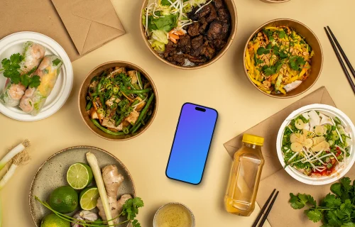 Vietnamese food around Smartphone mockup
