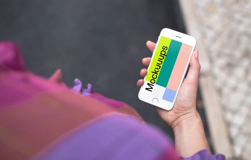 Walking with iPhone 7 mockup