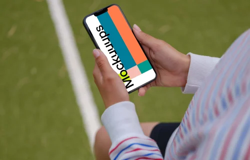 Woman hands holding a phone mockup