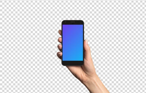 Woman holding Google Pixel Very Black mockup (White skin)