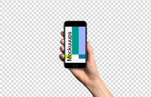 Woman holding iPhone 7 Jet Black mockup (White skin)