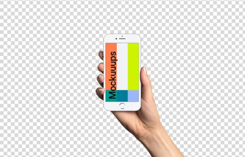 Woman holding iPhone 7 Silver mockup (White skin)