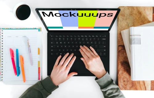 Woman typing on the Microsoft Surface Laptop mockup