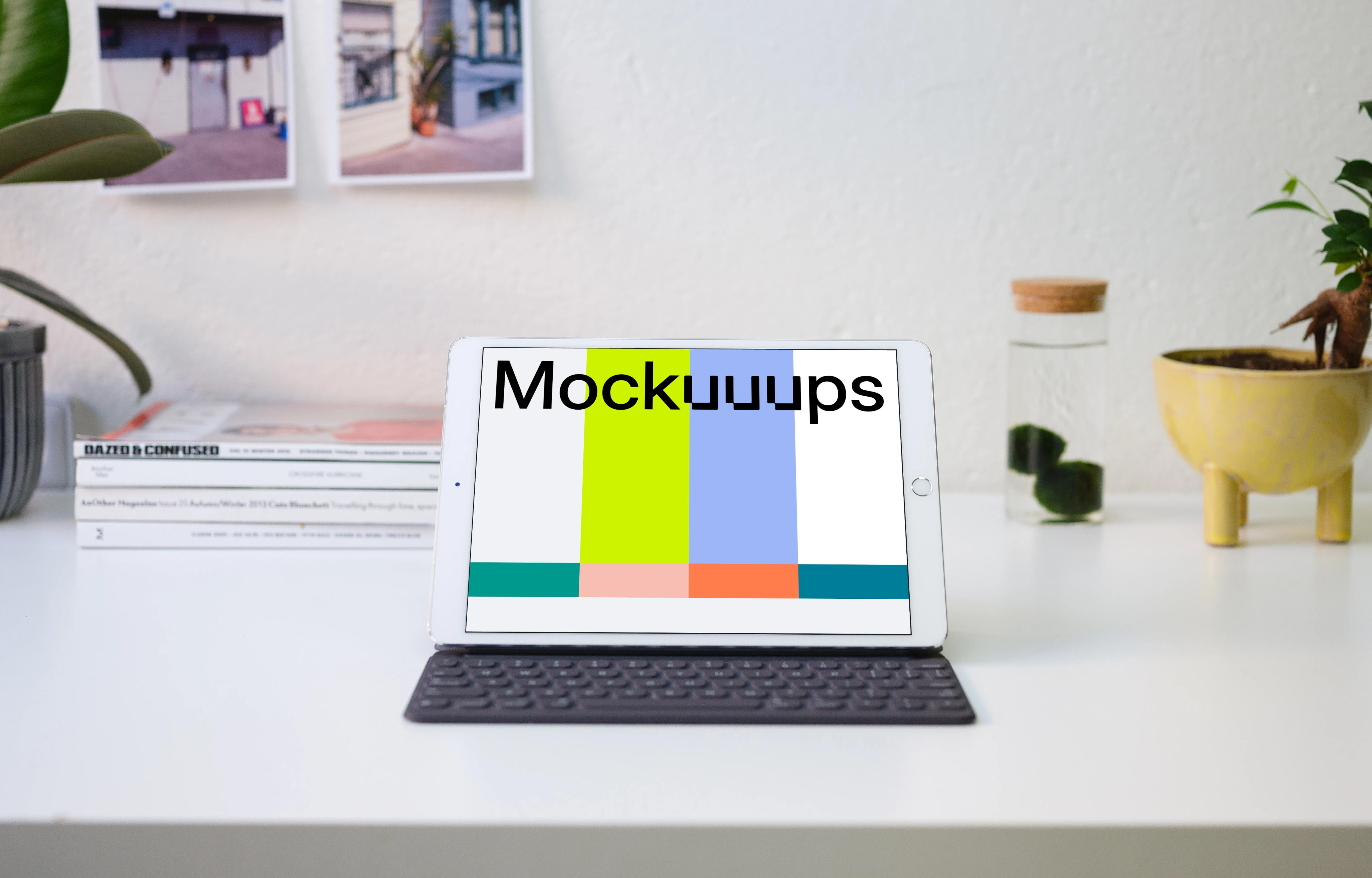 Front view of iPad Pro mockup on the table