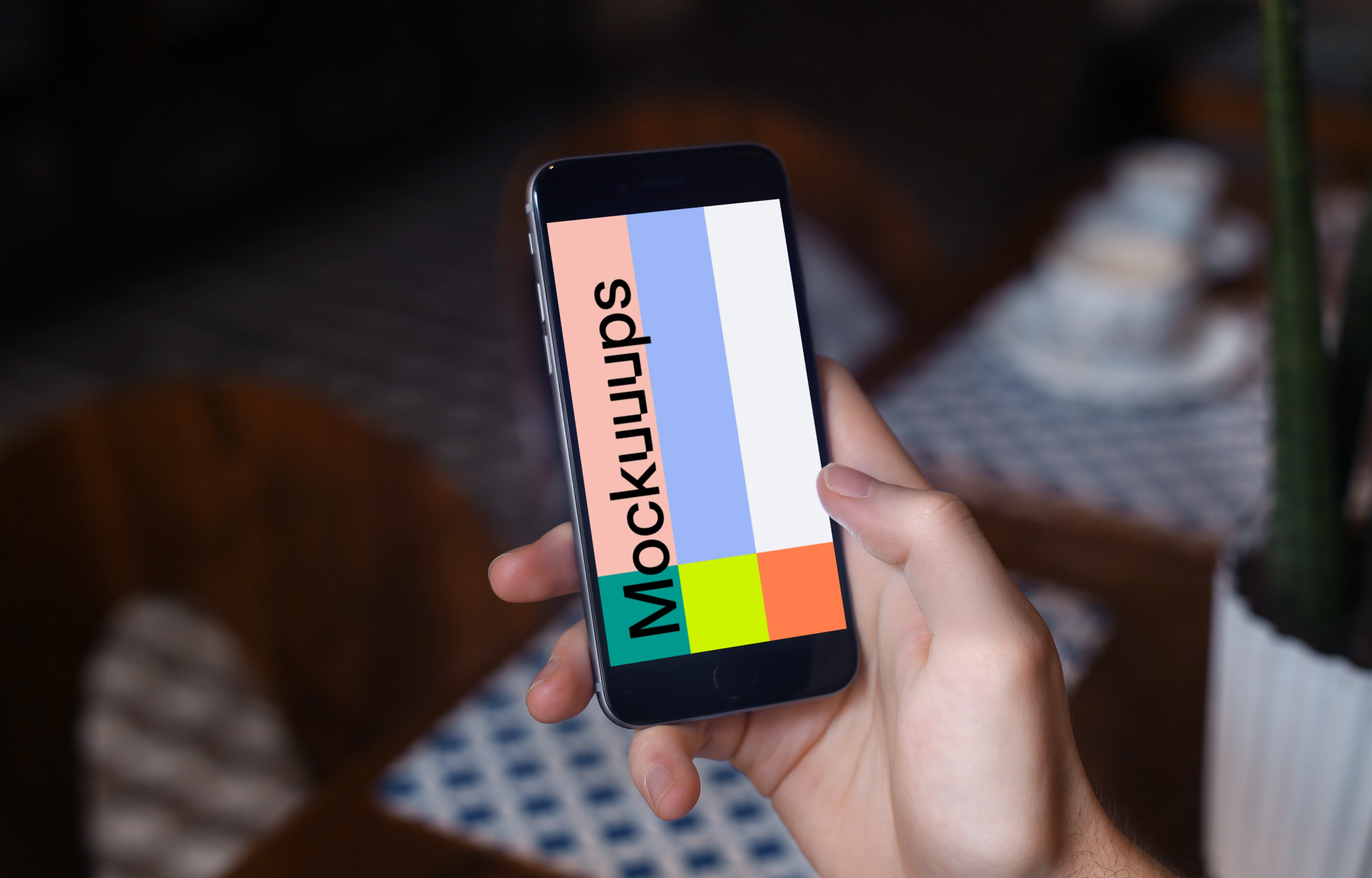 iPhone 6 mockup at coffee