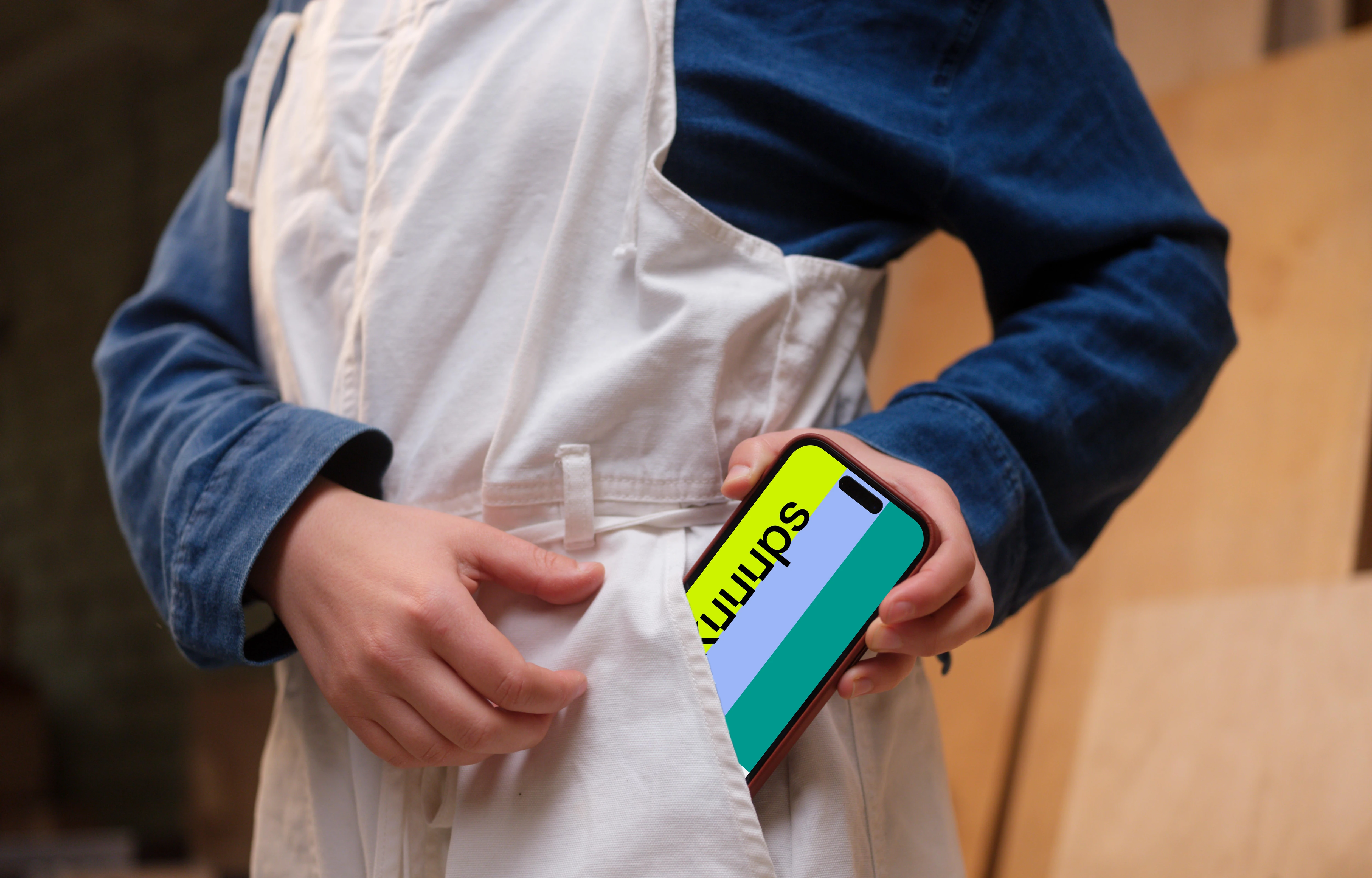 iPhone mockup in workshop