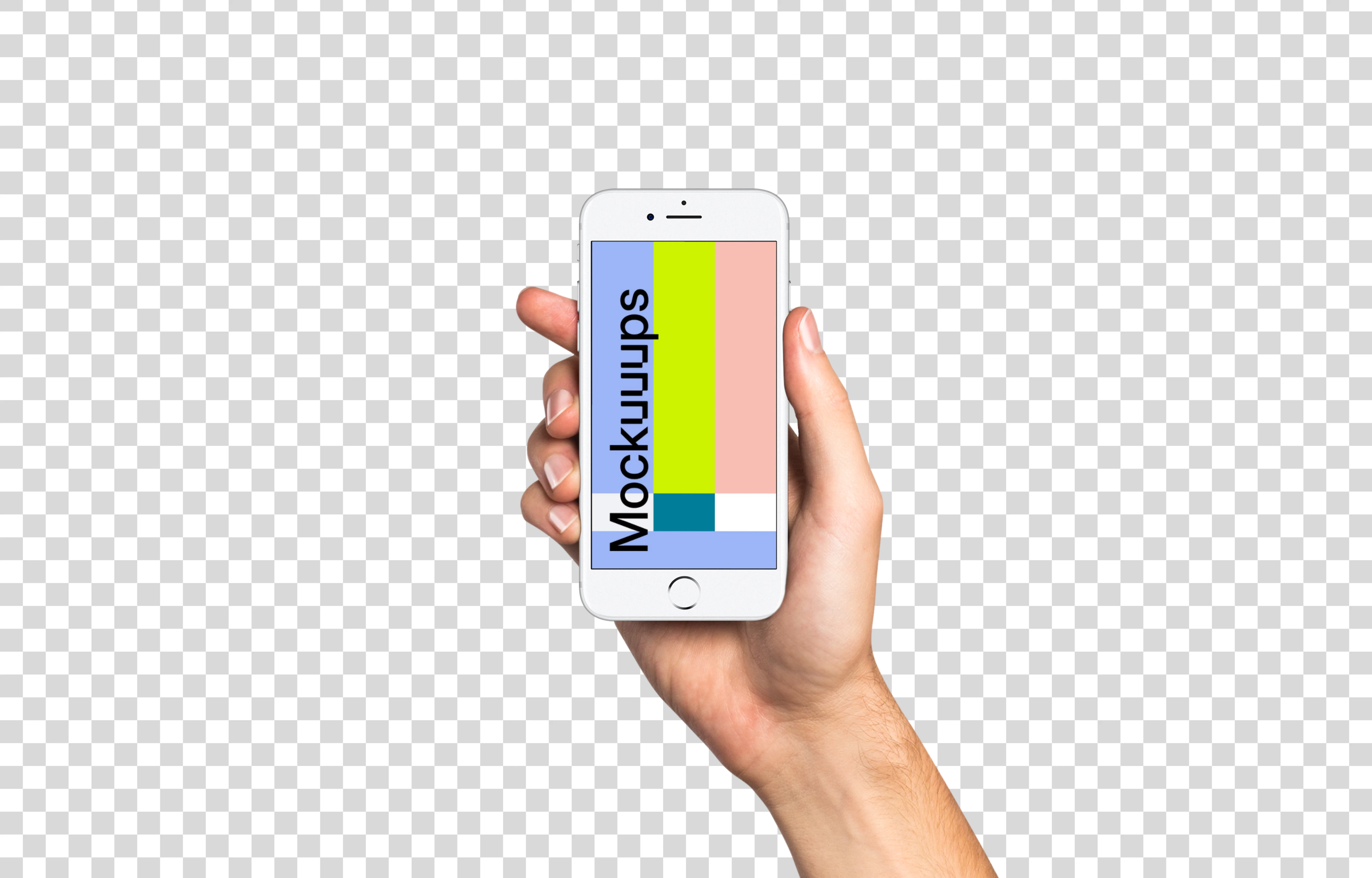 Man holding iPhone 7 Silver mockup (White skin)