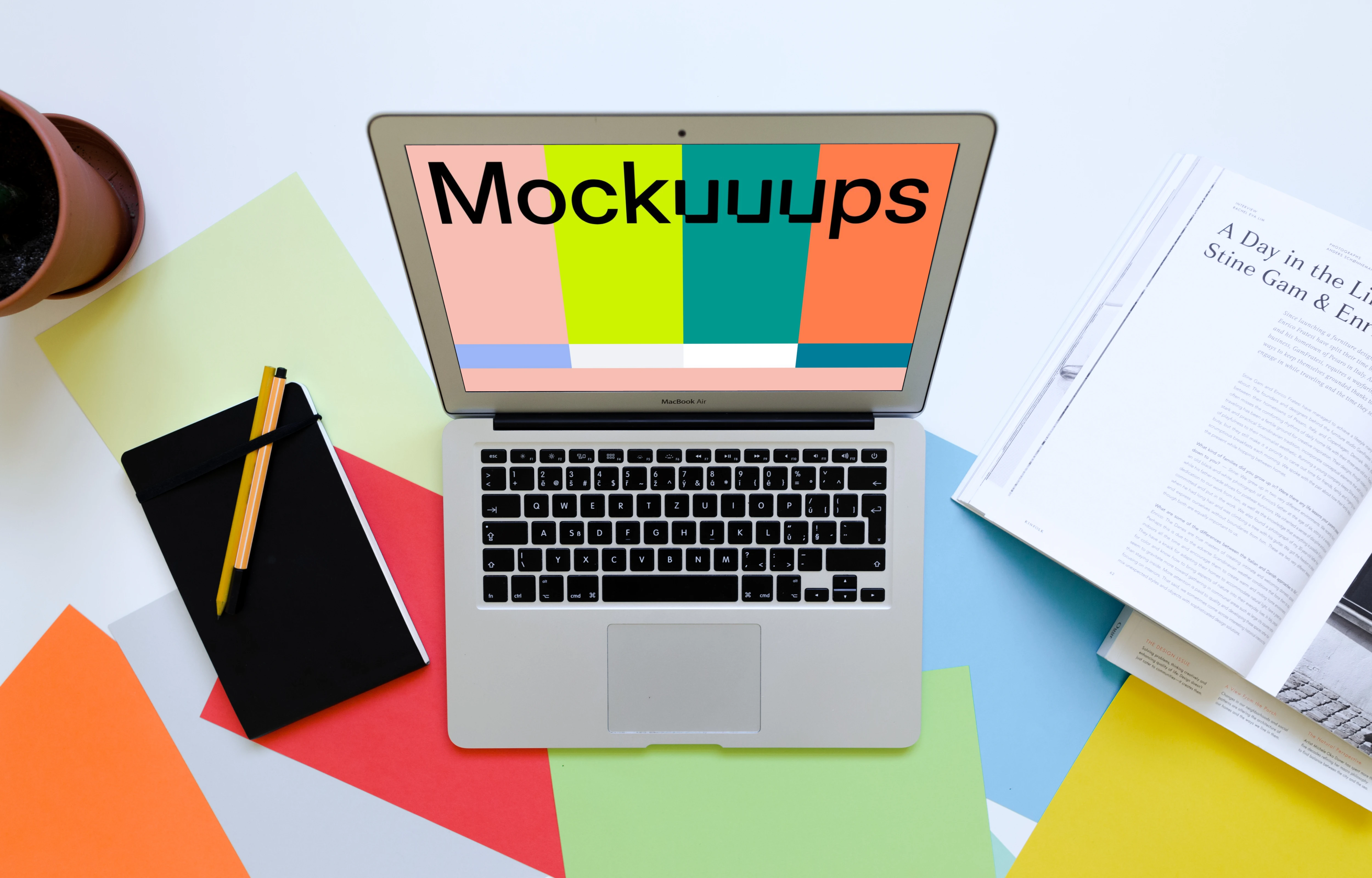 Top view mockup of MacBook Air