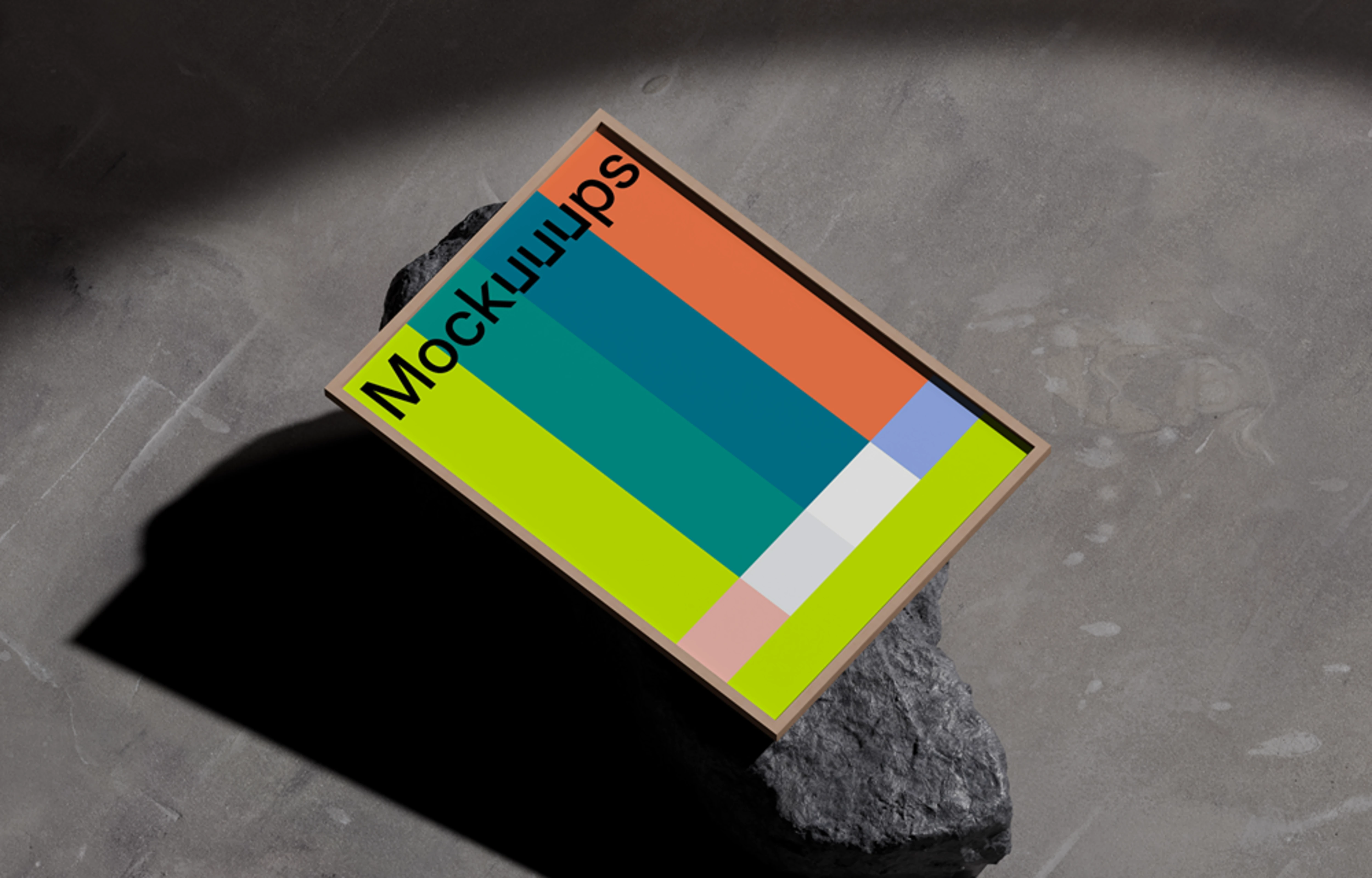 A3 poster mockup on a textured stone surface