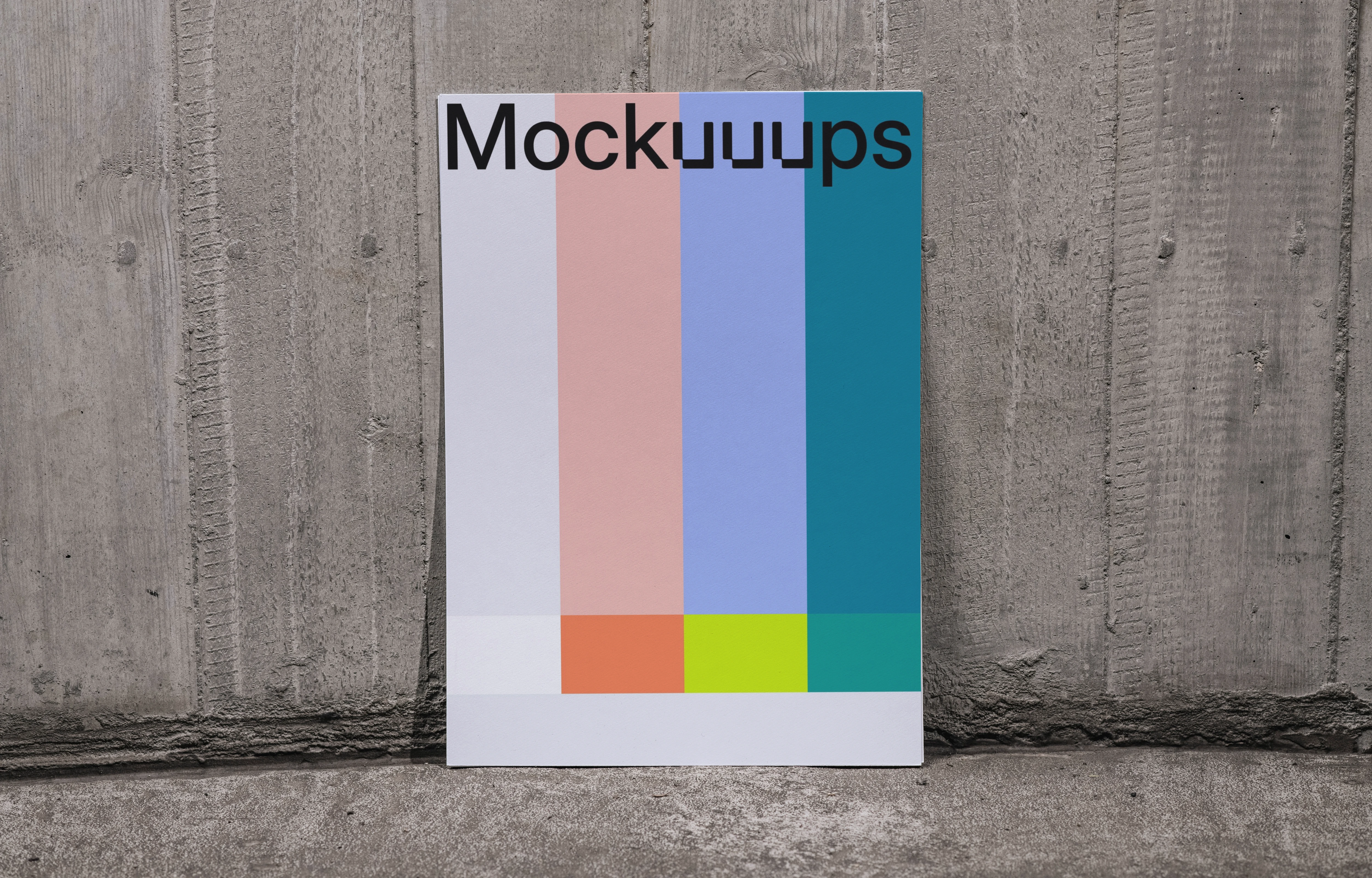 A4 mockup against a concrete wall