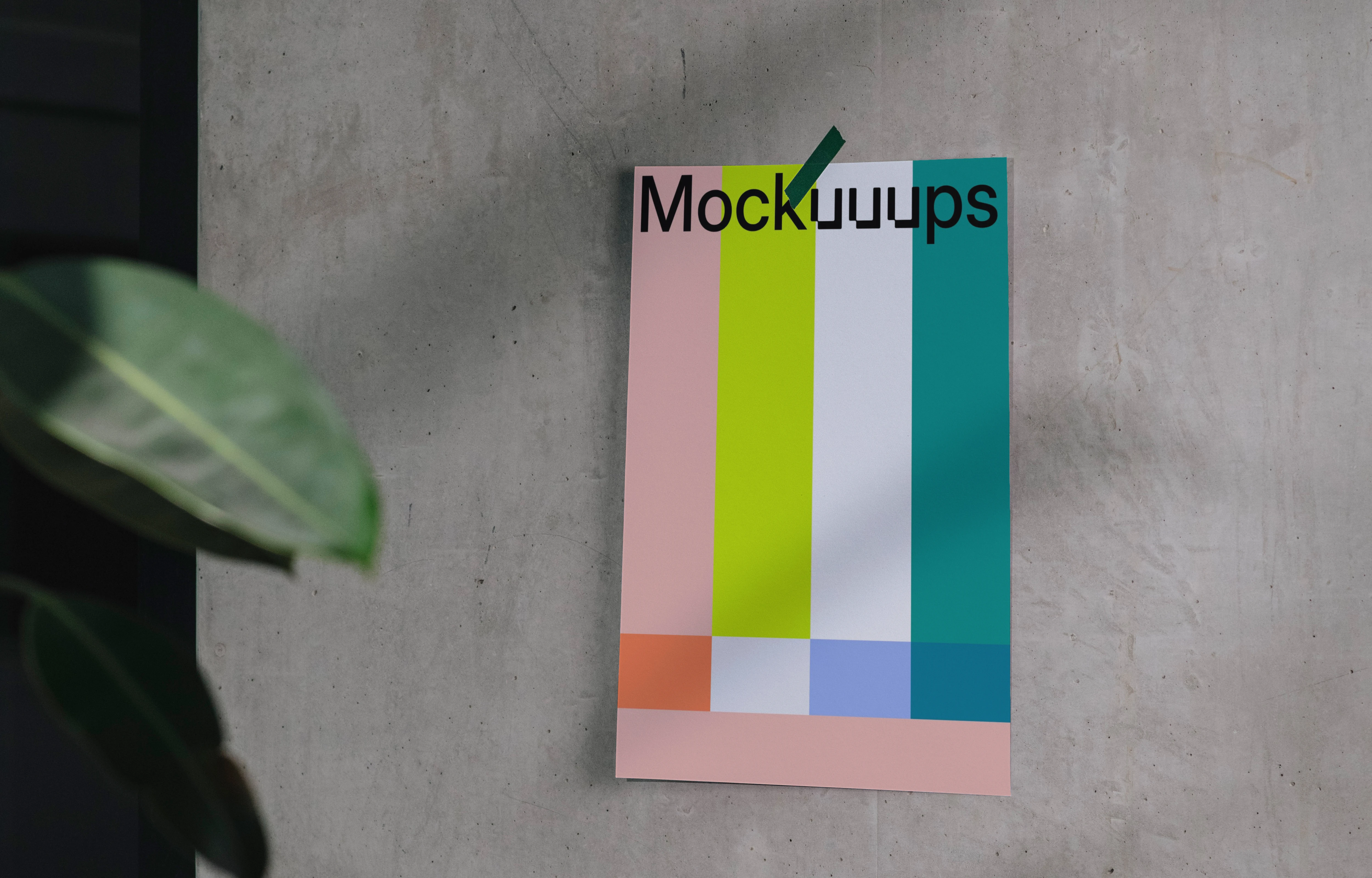 A4 mockup on a concrete wall with natural shadows