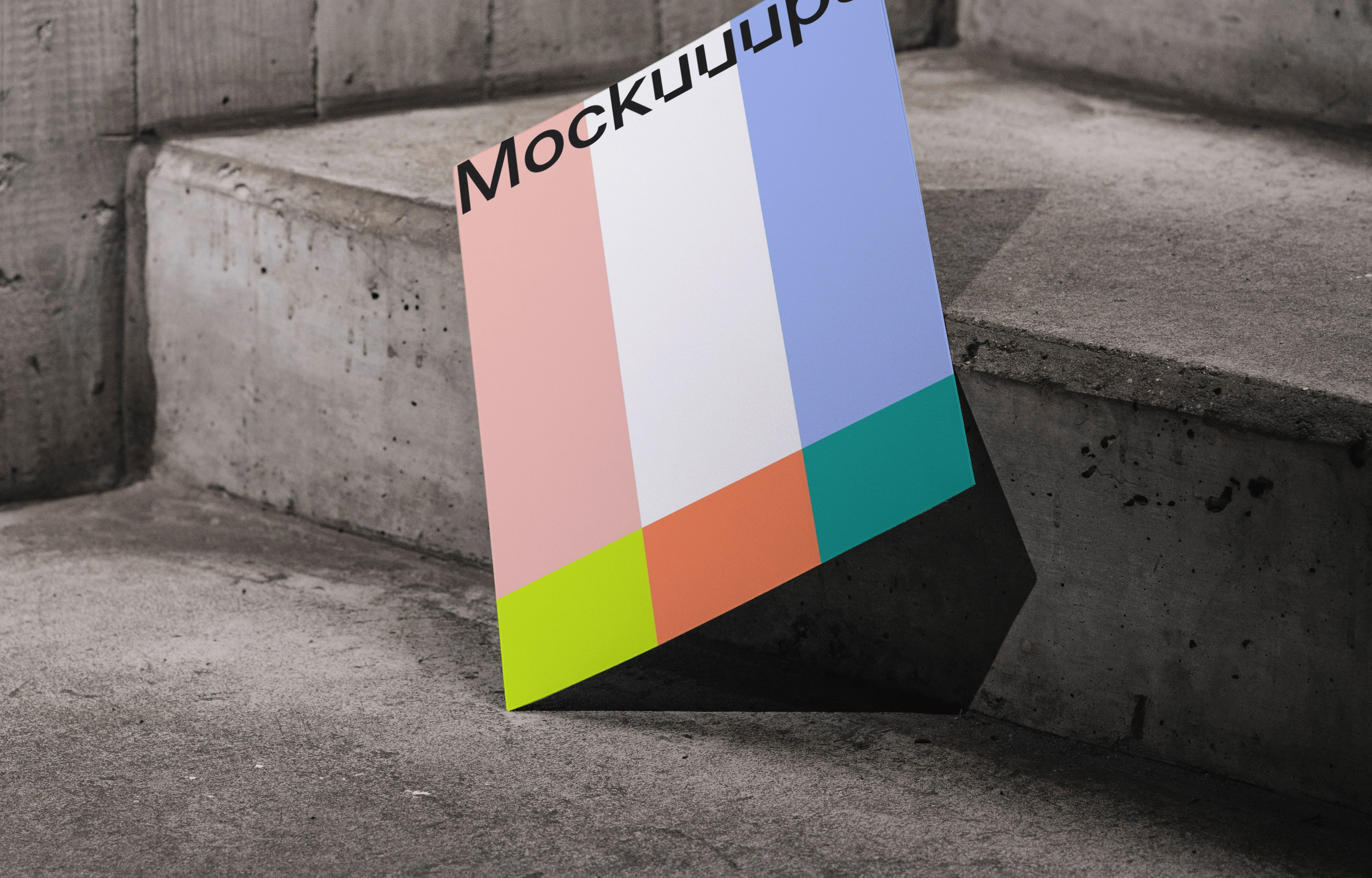 A4 mockup on concrete steps
